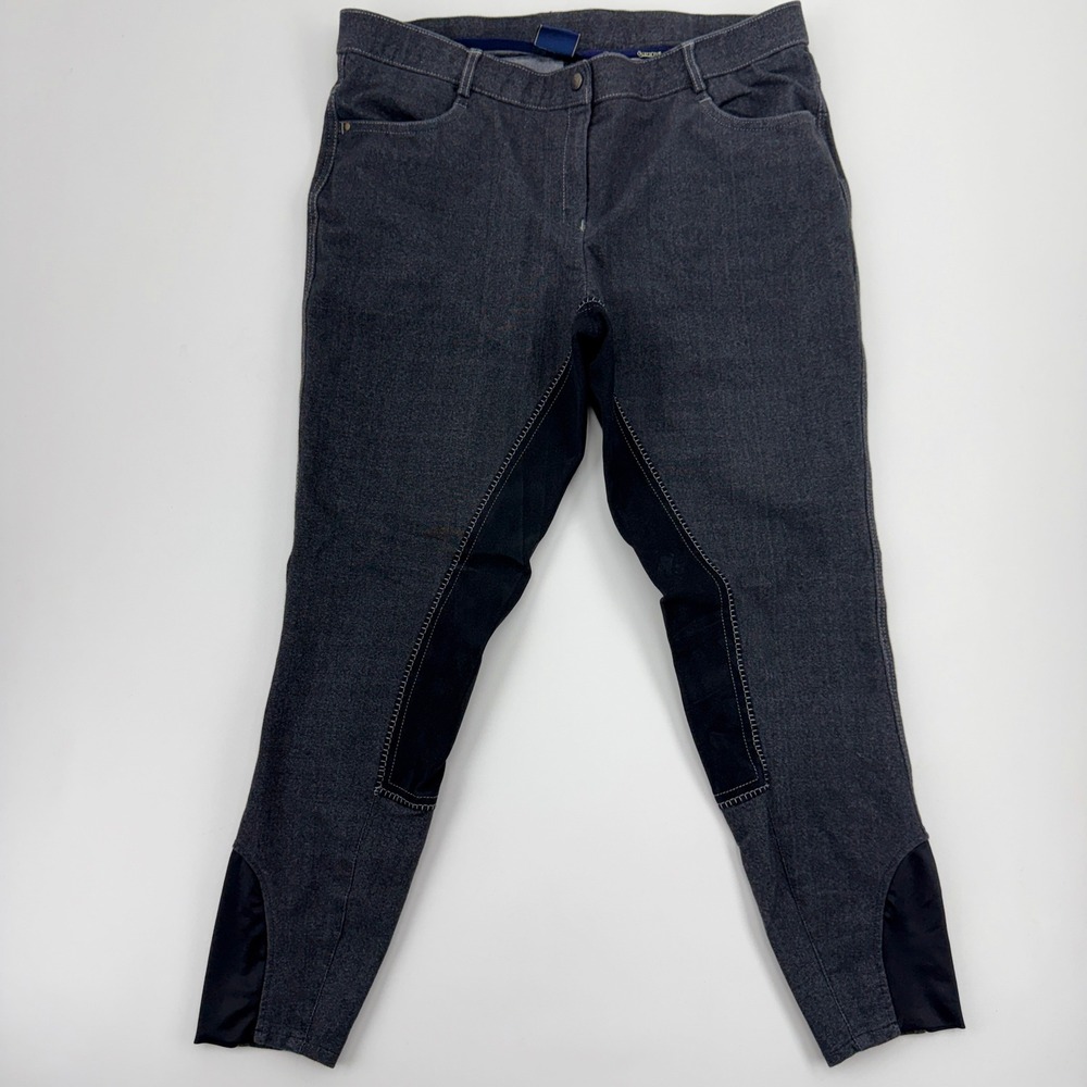 Ovation Womens Gray Denim‎ Full Seat Equestrian Riding Breeches Size 36R